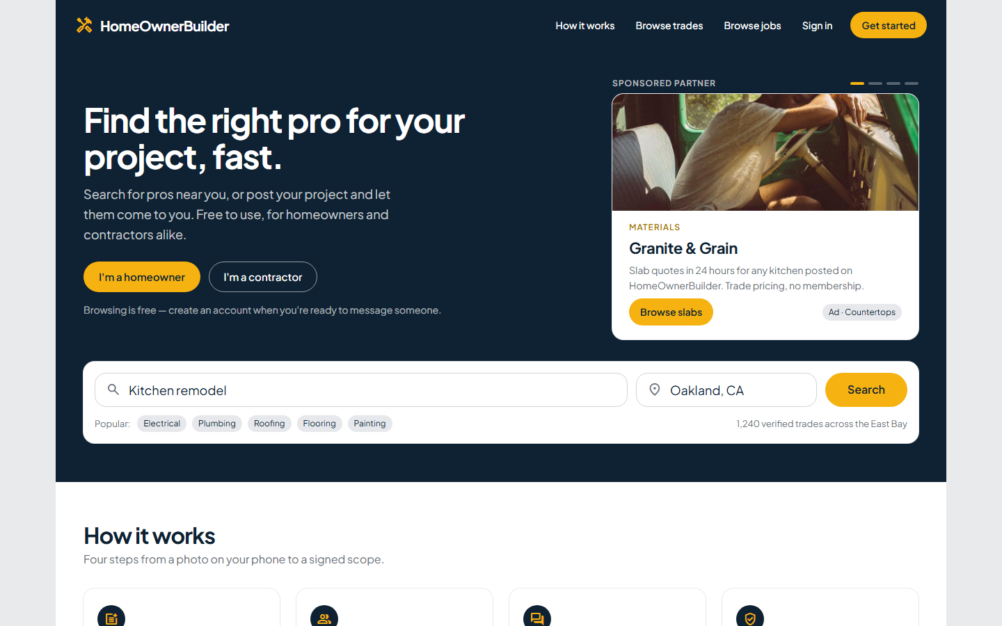 HomeOwnerBuilder — home services marketplace homepage